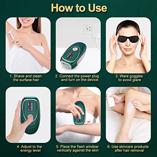 Laser Hair Removal With Cooling System, at-Home IPL Hair Removal for Women an...