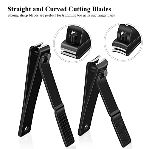 Nail Clippers Set - Ultra Sharp Black Stainless Steel Fingernail & Toenail Cu...