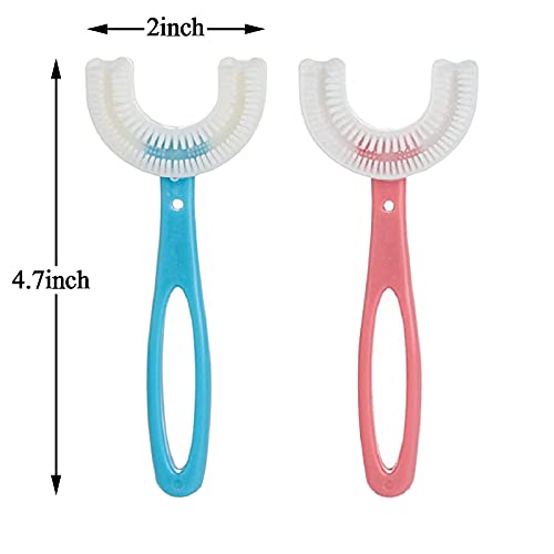 2 Pcs Kids U- Shaped Toothbrush, QPEY Soft Silicone Brush Rounded Kids U Shap...