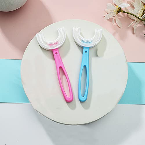 2 Pcs Kids U- Shaped Toothbrush, QPEY Soft Silicone Brush Rounded Kids U Shap...