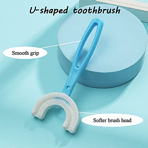 2 Pcs Kids U- Shaped Toothbrush, QPEY Soft Silicone Brush Rounded Kids U Shap...