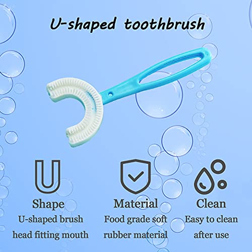 2 Pcs Kids U- Shaped Toothbrush, QPEY Soft Silicone Brush Rounded Kids U Shap...