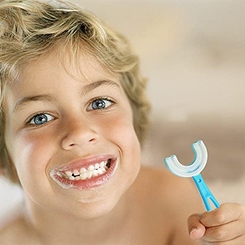 2 Pcs Kids U- Shaped Toothbrush, QPEY Soft Silicone Brush Rounded Kids U Shap...