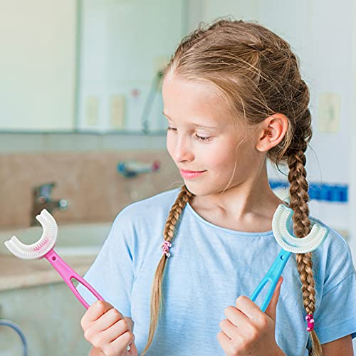 2 Pcs Kids U- Shaped Toothbrush, QPEY Soft Silicone Brush Rounded Kids U Shap...