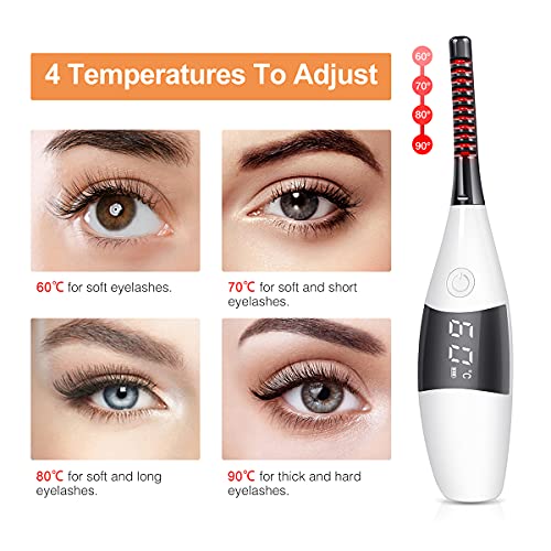 Heated Eyelash Curlers for Women, Portable Heated Eyelash Curlers with Brush ...