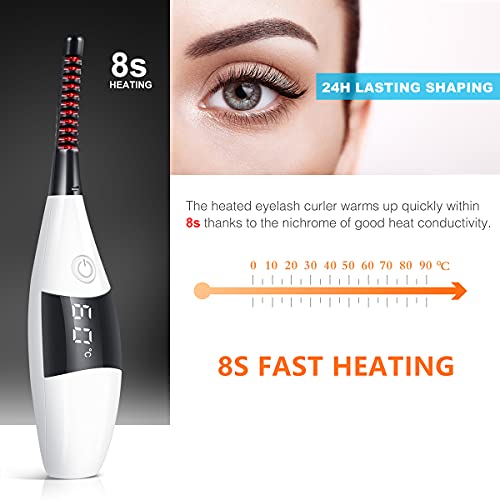 Heated Eyelash Curlers for Women, Portable Heated Eyelash Curlers with Brush ...