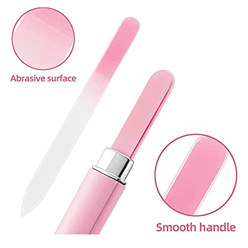 5 Pack Glass Nail Files with Case Crystal Glass Fingernail Files Double Sided...