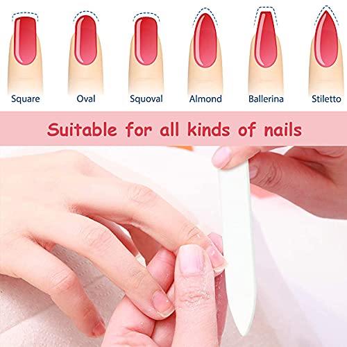 5 Pack Glass Nail Files with Case Crystal Glass Fingernail Files Double Sided...