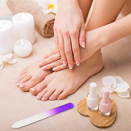 5 Pack Glass Nail Files with Case Crystal Glass Fingernail Files Double Sided...