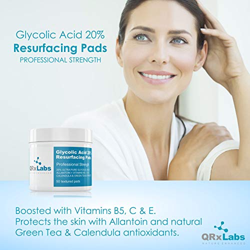 Glycolic Acid 20% Resurfacing Pads for Face & Body with Vitamins B5, C & E, G...