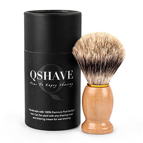QSHAVE 100% Best Original Pure Badger Hair Shaving Brush Handmade. Real Wood ...