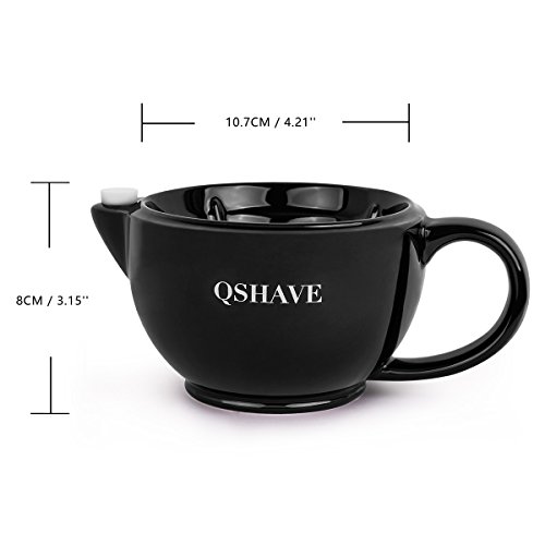QSHAVE Shaving Scuttle Mug - Keep Lather Always Warm Large Deep Size Bowl Han...
