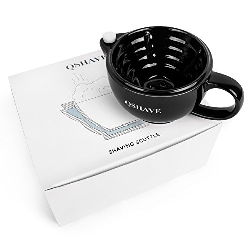 QSHAVE Shaving Scuttle Mug - Keep Lather Always Warm Large Deep Size Bowl Han...