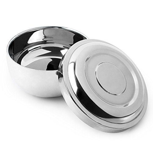 QSHAVE Stainless Steel Shaving Bowl with Lid 4 Inch Diameter Large Deep Size ...