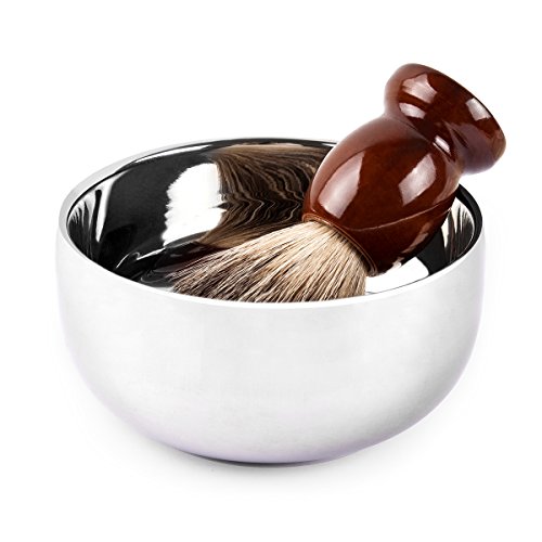 QSHAVE Stainless Steel Shaving Bowl with Lid 4 Inch Diameter Large Deep Size ...