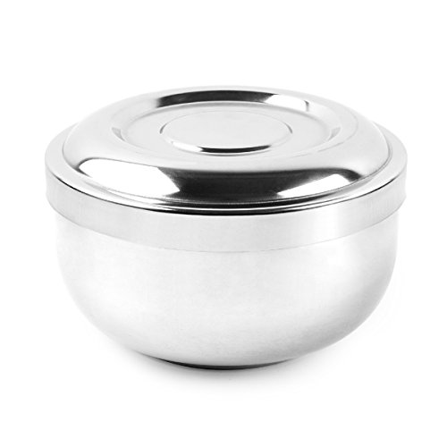 QSHAVE Stainless Steel Shaving Bowl with Lid 4 Inch Diameter Large Deep Size ...
