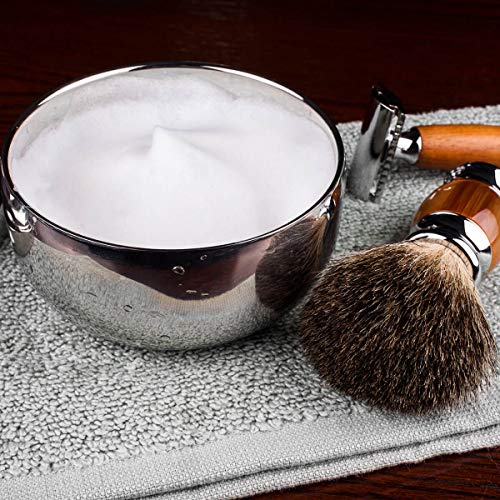 QSHAVE Stainless Steel Shaving Bowl with Lid 4 Inch Diameter Large Deep Size ...