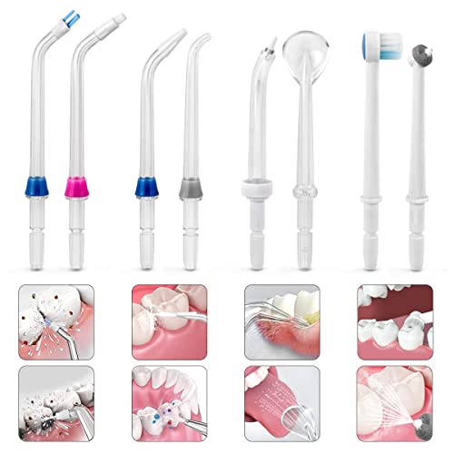 QSHAVE Water Flosser Tips (8 pcs Combo Kit) Includes Classic Tip, Pocket Tip,...
