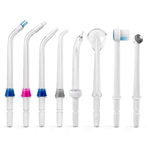 QSHAVE Water Flosser Tips (8 pcs Combo Kit) Includes Classic Tip, Pocket Tip,...
