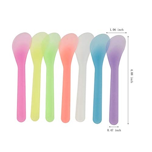 QsQueen 100 PCS Cosmetic Spatula for Makeup Face Mask Plastic Spoon Disposabl...