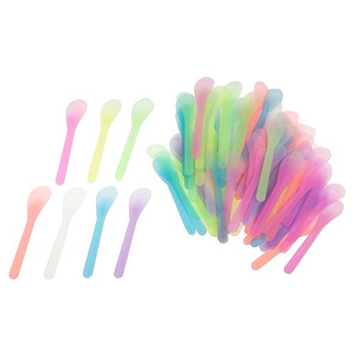 QsQueen 100 PCS Cosmetic Spatula for Makeup Face Mask Plastic Spoon Disposabl...