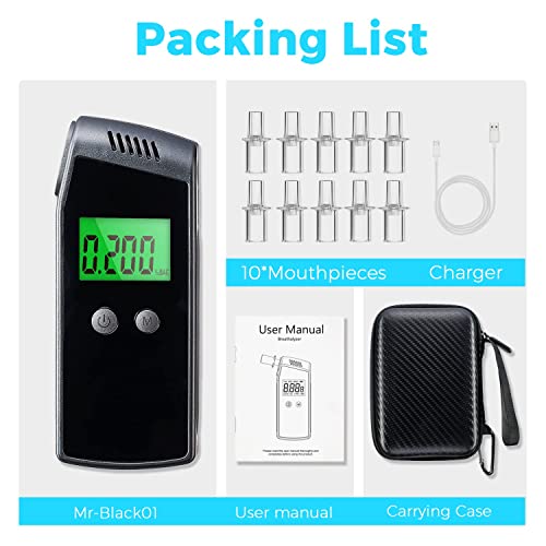 QTlier Portable Breathalyzer with LCD Digital Display for Personal, Professio...