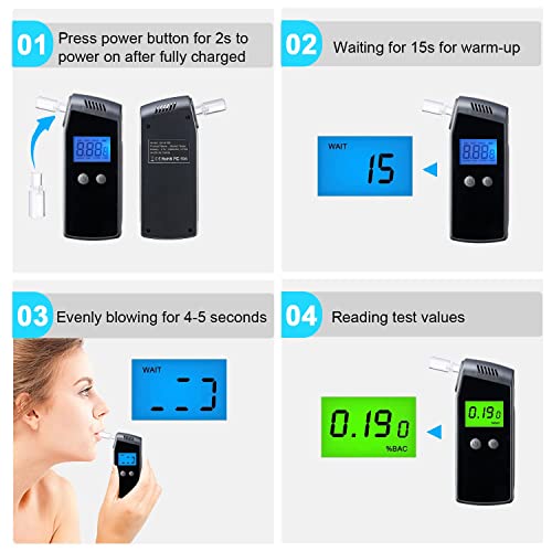 QTlier Portable Breathalyzer with LCD Digital Display for Personal, Professio...