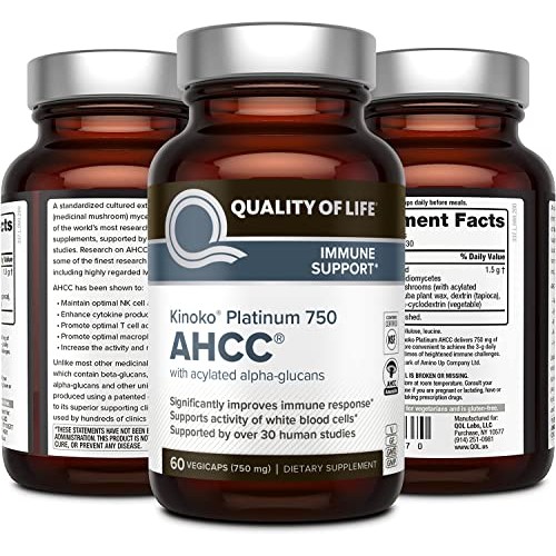 Premium Kinoko Platinum AHCC Supplement – 750mg of AHCC per Capsule – Support...
