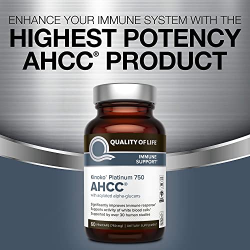 Premium Kinoko Platinum AHCC Supplement – 750mg of AHCC per Capsule – Support...