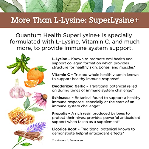 Quantum Health Super Lysine+ / Advanced Formula Lysine+ Immune Support with V...