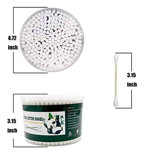 Thick Cotton Swabs,XL Size Natural Bamboo Cotton Buds,Organic Biodegradable, ...
