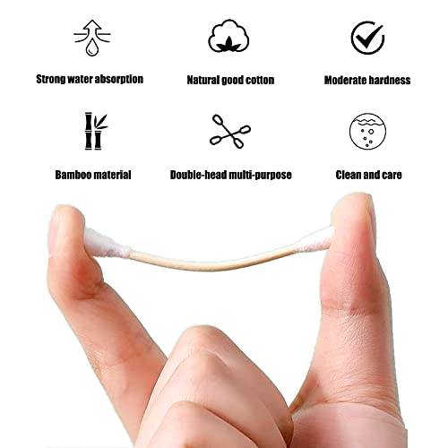 Thick Cotton Swabs,XL Size Natural Bamboo Cotton Buds,Organic Biodegradable, ...