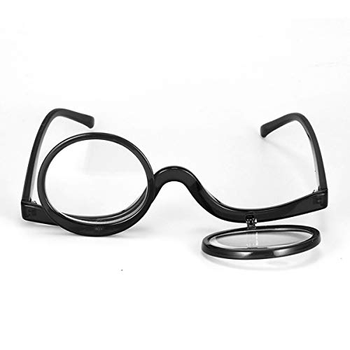 Queenbox Magnifying Makeup Readings Glasses Flip Lens Cosmetic Make Up Eye Gl...