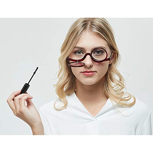 Queenbox Magnifying Makeup Readings Glasses Flip Lens Cosmetic Make Up Eye Gl...