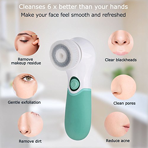 Spinning Face Cleansing Brush Queenwill Waterproof Facial Cleansing Rotating ...