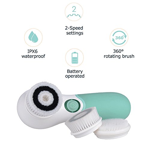 Spinning Face Cleansing Brush Queenwill Waterproof Facial Cleansing Rotating ...