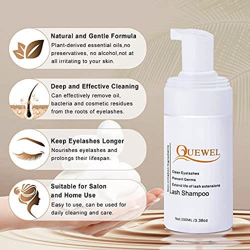 QUEWEL Eyelash Extension Cleanser -Foaming 100 ML Eyelash Shampoo/Wash Eyelas...