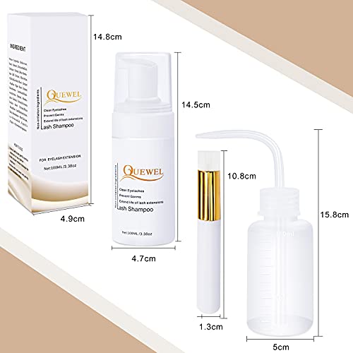 QUEWEL Eyelash Extension Cleanser -Foaming 100 ML Eyelash Shampoo/Wash Eyelas...