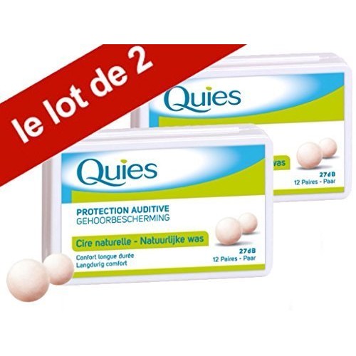 Quies Boules Natural Wax Earplugs Pack 2 x 12 Pairs of Earplugs by Quies