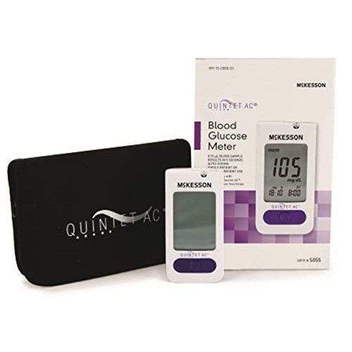 QUINTET AC Blood Glucose Meter 5 Second Results Stores Up to 500 with Date an...