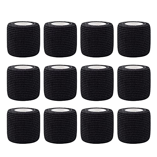 Tattoo Grip Tape 12pcs 2" x 5 Yards Disposable Cohesive Tattoo Grip Wrap, Ela...