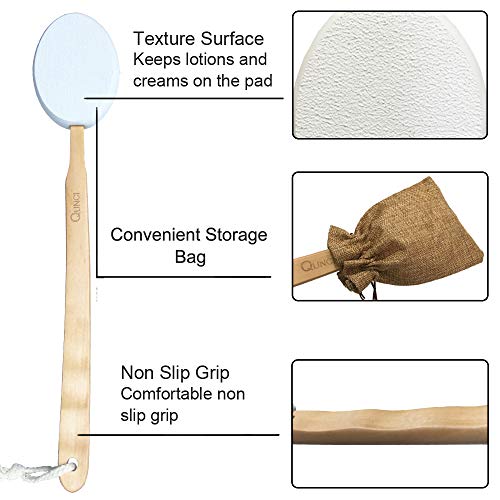 2PCS QUNCI Premium Dry Brushing Body Brush Set- Natural Boar Bristle Long Han...