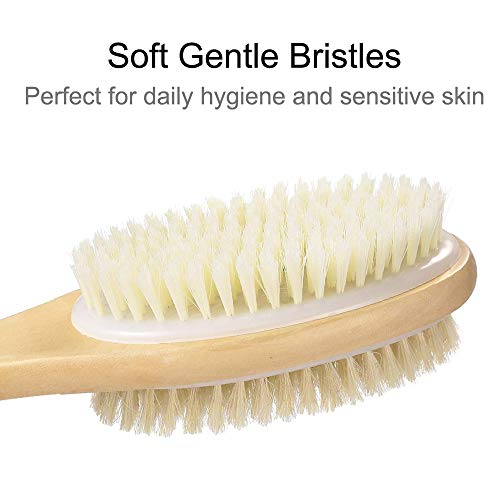 2PCS QUNCI Shower Brush Set - Double-sided Brush Head for Wet or Dry Brushing...