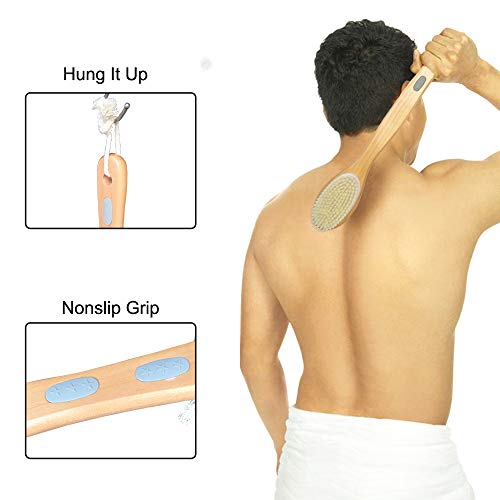 2PCS QUNCI Shower Brush Set - Double-sided Brush Head for Wet or Dry Brushing...