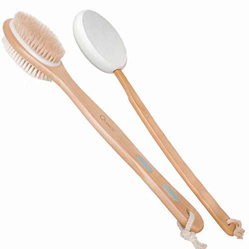 2PCS QUNCI Shower Brush Set - Double-sided Brush Head for Wet or Dry Brushing...