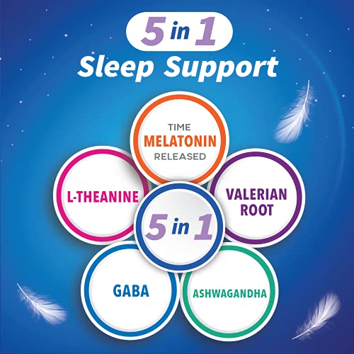 Qunol Sleep Support, 5-in-1 Non-Habit Forming Sleep Aid, Supplement with time...