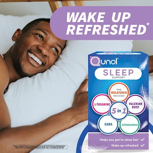 Qunol Sleep Support, 5-in-1 Non-Habit Forming Sleep Aid, Supplement with time...