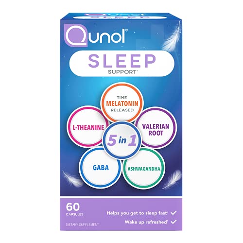 Qunol Sleep Support, 5-in-1 Non-Habit Forming Sleep Aid, Supplement with time...