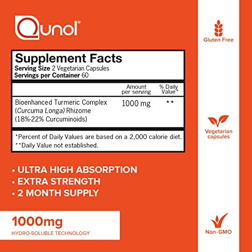 Turmeric Curcumin Capsules, Qunol with Ultra High Absorption 1000mg, Joint Su...