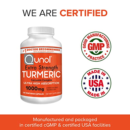Turmeric Curcumin Capsules, Qunol with Ultra High Absorption 1000mg, Joint Su...